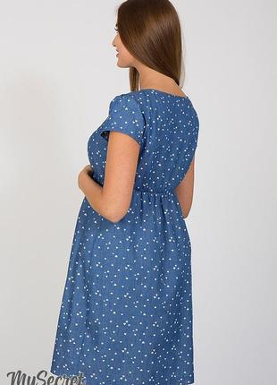 Джинсове плаття для вагітних та годуючих, celena dr-28.011, сердечка на джинсі4 фото