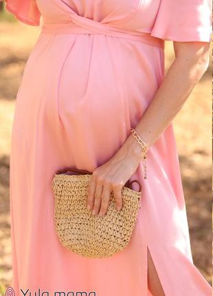 Сукня зі штапелю для вагітних та годування vanessa рожева5 фото