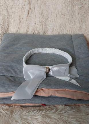 Демисезонный конверт одеяло mini для новорожденных, серый с персиковым4 фото