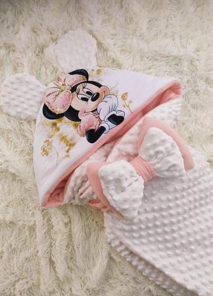 Демисезонный комплект одежды для новорожденных, принт минни, молочный3 фото