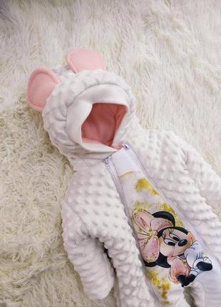 Демисезонный комплект одежды для новорожденных, принт минни, молочный5 фото