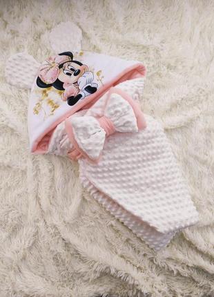 Демисезонный комплект одежды для новорожденных, принт минни, молочный2 фото