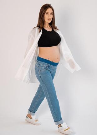 Стильные голубые джинсы бойфренды для беременных 42 размер2 фото