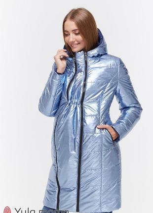 Двостороннє пальто для вагітних kristin ow-49.012, синій металік 44 розмір6 фото
