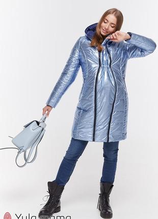 Двостороннє пальто для вагітних kristin ow-49.012, синій металік 44 розмір