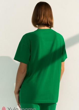 Тонка бавовняна футболка для вагітних і годування muse nr-31.053 зелена xl3 фото