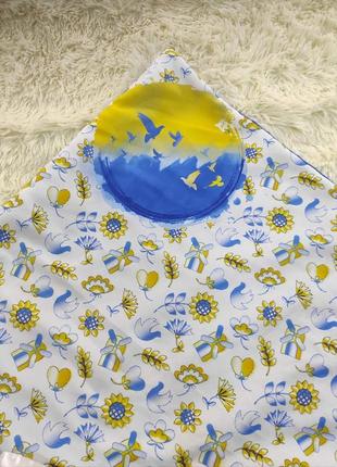 Демисезонный конверт одеяло для новорожденных малышей, синий, принт голуби3 фото