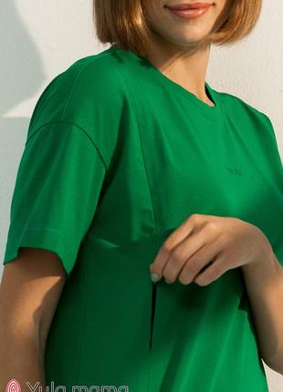 Тонка бавовняна футболка для вагітних і годування muse nr-31.053 зелена xl2 фото