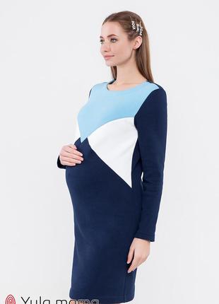 Тепла сукня з начосом для вагітних та годуючих denise warm dr-49.202 темно-синє4 фото