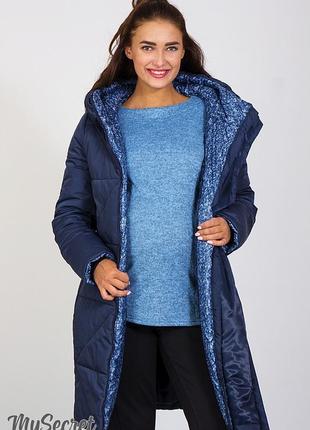 Зимове тепле пальто для вагітних angie ow-47.042 синє,  розмір 442 фото