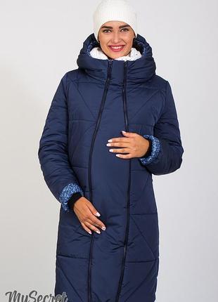 Зимове тепле пальто для вагітних angie ow-47.042 синє,  розмір 44