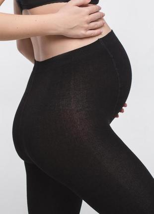 Теплі колготки з бамбуковим волокном для вагітних 250 den чорні3 фото