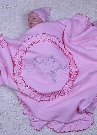 Летний конверт "нежность" для новорожденных, розовый2 фото