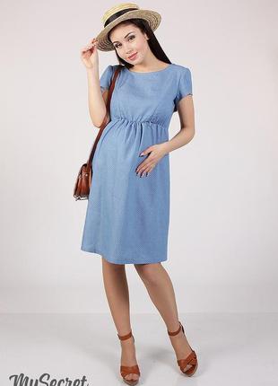 Джинсовое платье для беременных и кормящих, celena dr-28.013, точечки на джинсе1 фото