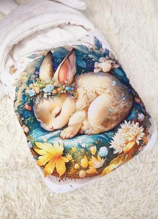 Конверт спальник для новонароджених, принт зайчик2 фото