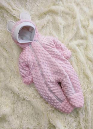Комплект для новонароджених дівчаток конверт ковдра + комбінезон 56-62 розмір, білий з рожевим3 фото