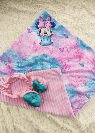 Демисезонный конверт одеяло для новорожденных малышей, розовый, принт минни3 фото