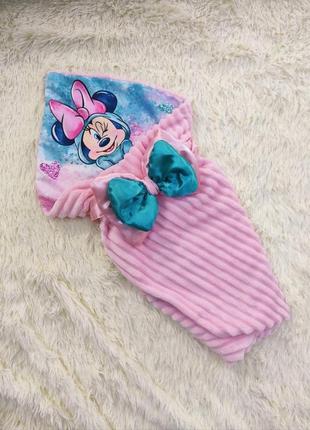 Демисезонный конверт одеяло для новорожденных малышей, розовый, принт минни