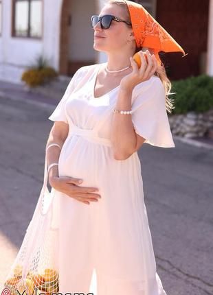 Стильное летнее платье из штапеля для будущих мам и кормящих vanessa молочное1 фото