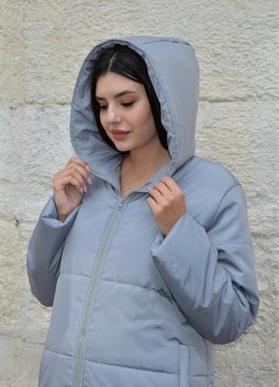 Теплое длинное пальто со вставкой для живота для беременных, серое5 фото