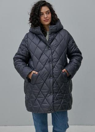 Зимова куртка для вагітних akari графітова7 фото