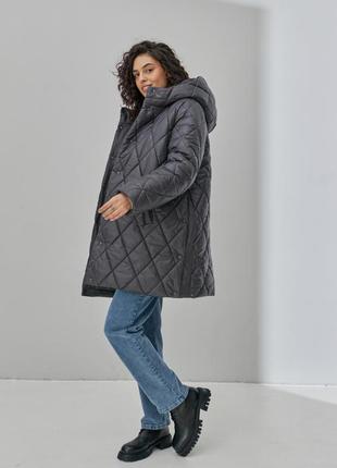 Зимова куртка для вагітних akari графітова4 фото