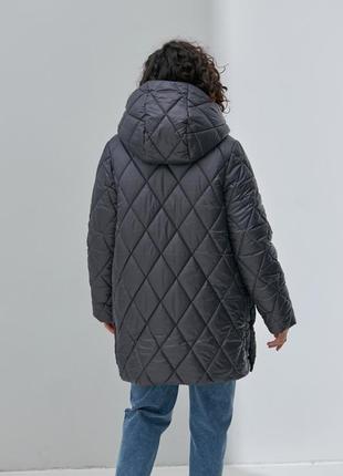 Зимняя стеганая куртка для беременных akari графитовая8 фото