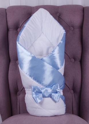 Летний конверт одеяло beauty белый с голубым