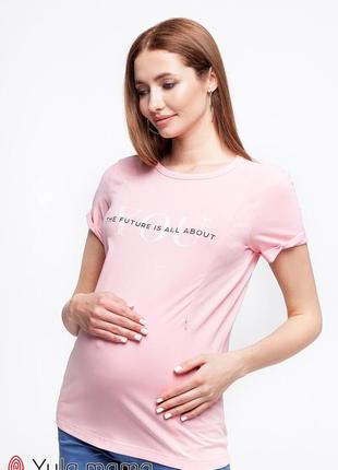 Розовая футболка для беременных и кормящих donna размер xs2 фото