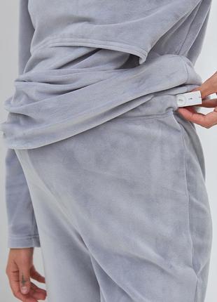 Домашний костюм для беременных и кормящих hygge светло-серый7 фото