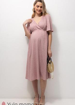 Сукня міді зі штапелю для вагітних та годування joselyn принт горошок