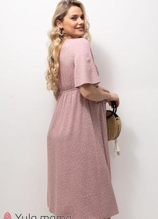 Платье миди из штапеля для беременных и кормящих joselyn принт горошек4 фото