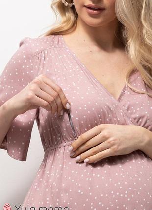 Платье миди из штапеля для беременных и кормящих joselyn принт горошек5 фото