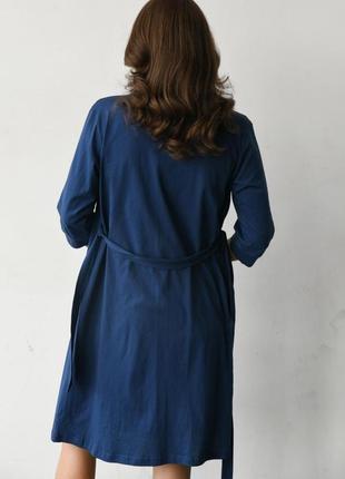 Комплект халат + нічна сорочка для вагітних та годування, індиго6 фото