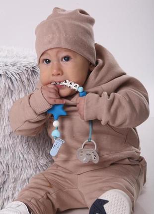 Костюм трехнитка с начесом для малышей, капучино2 фото