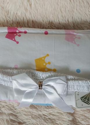 Летний конверт valleri для новорожденных, принт короны, белый3 фото