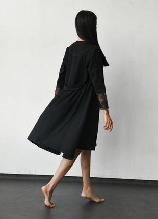 Комплект халат + нічна сорочка для вагітних та годування, чорний6 фото