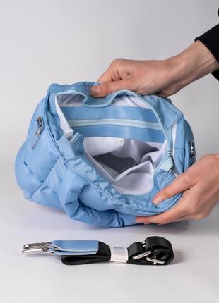 Жіноча сумка блакитна сумка нейлонова сумка подушка дута сумочка3 фото