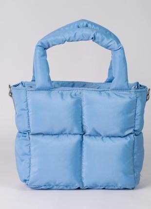 Жіноча сумка блакитна сумка нейлонова сумка подушка дута сумочка1 фото