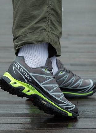 Чоловічі кросівки сірі з салатовим salomon xt-6 grey\salt2 фото