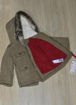 Парка nutmeg 3-6 мес. курточка куртка для мальчика демисезонная демисезоная модная стильная теплая на флисе меху primark george hm c&a ovs lupilu3 фото