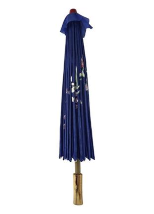 Парасолька з бамбука та шовку синій (55х 82 см)2 фото