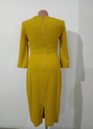 Елегантна сукня в гірчичному кольорі4 фото