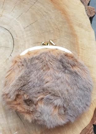 Винтажный кошелек из кожи и меха кенгуру