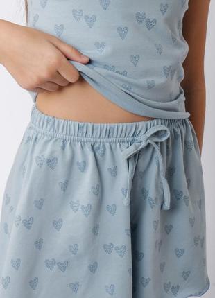 Бавовяна піжама легка,літня піжама для дівчат, домашній комплект майка та шорти3 фото