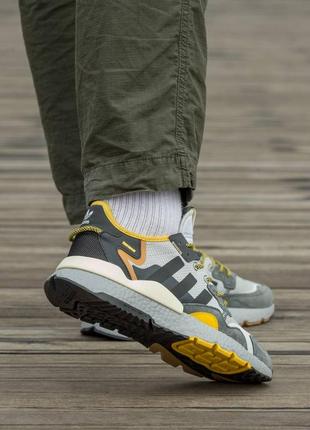 Мужские кроссовки adidas nite jogger boost core black yellow dark grey#адидас6 фото