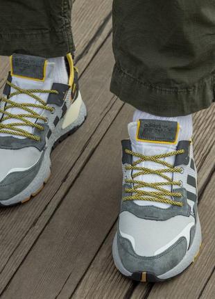 Мужские кроссовки adidas nite jogger boost core black yellow dark grey#адидас7 фото