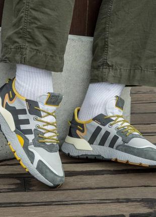 Мужские кроссовки adidas nite jogger boost core black yellow dark grey#адидас4 фото