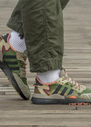 Мужские кроссовки adidas nite jogger boost  core black orange dark green#адидас1 фото