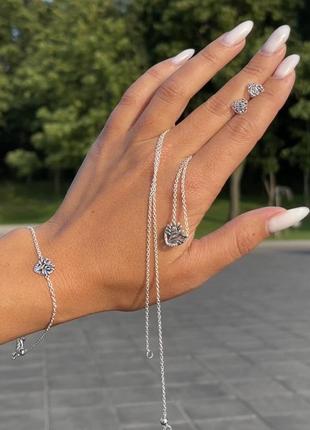 Набір срібних прикрас комплект сережки намисто браслет родинне сімейне дерево